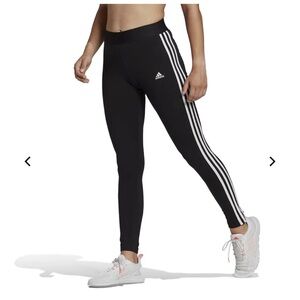 Adidas Black Leggings with White Stripes
